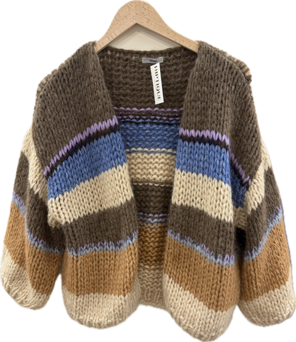 CHUNKY ALPACA STRIPES BOMBER CARDIGAN