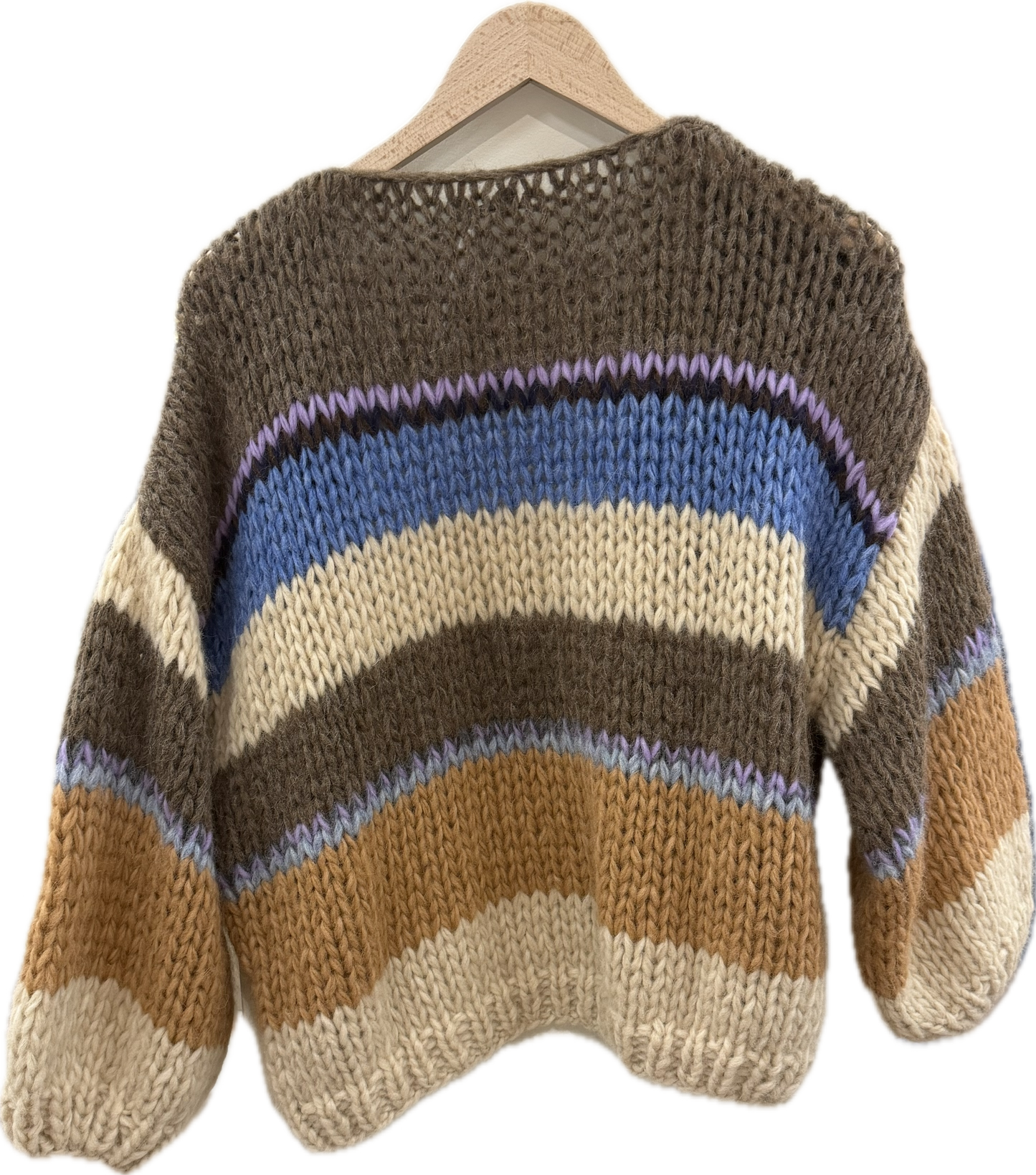 CHUNKY ALPACA STRIPES BOMBER CARDIGAN