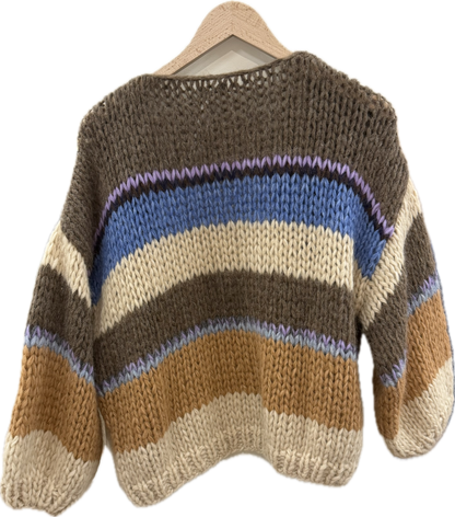 CHUNKY ALPACA STRIPES BOMBER CARDIGAN