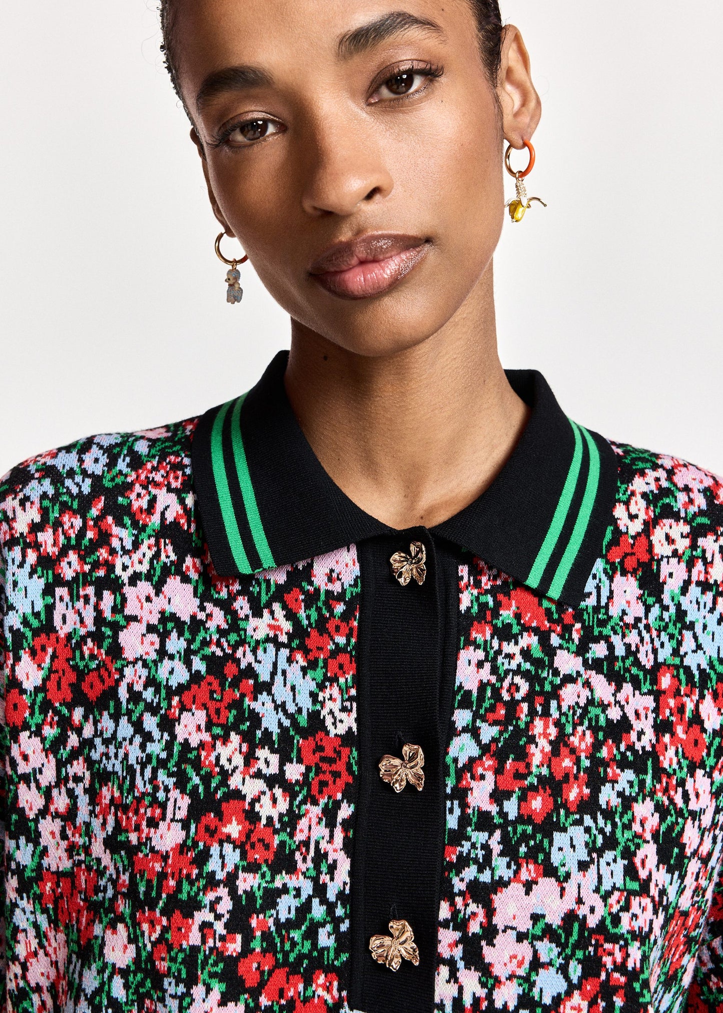 ESSENTIEL ANTWERP Kartos Knitted Jacquard Polo Black Combo - Tops available at Hiptique in Woodland Hills
