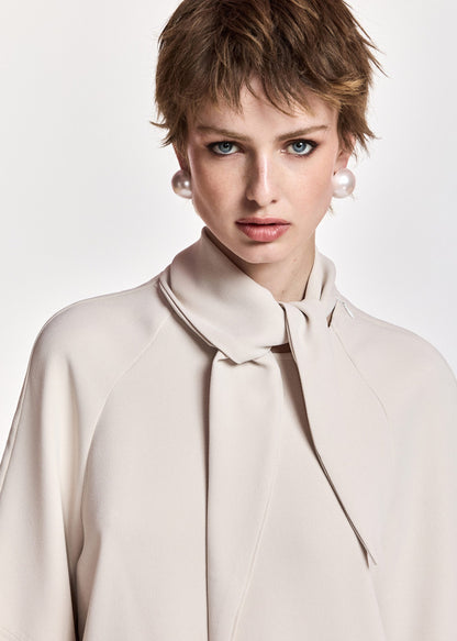 ESSENTIEL ANTWERP Kassie Neck Tie Top Mushroom Mood - Tops available at Hiptique in Woodland Hills