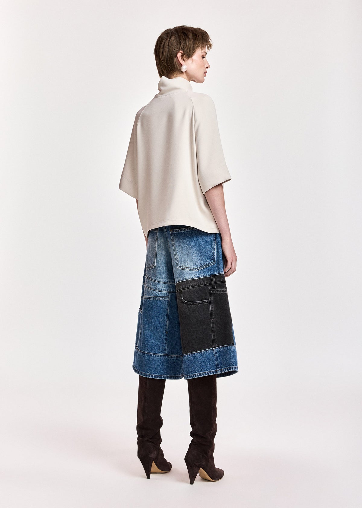 ESSENTIEL ANTWERP Kassie Neck Tie Top Mushroom Mood - Tops available at Hiptique in Woodland Hills