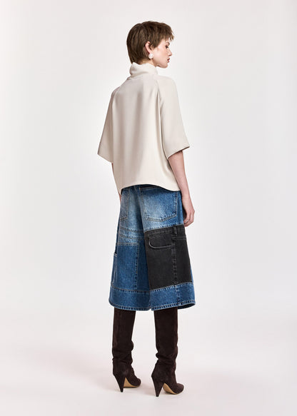 ESSENTIEL ANTWERP Kassie Neck Tie Top Mushroom Mood - Tops available at Hiptique in Woodland Hills