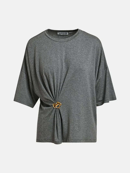 Essentiel Antwerp Kuba T-Shirt With Brooch Steel Pulse - t-shirt available at Hiptique boutique in Woodland Hills California