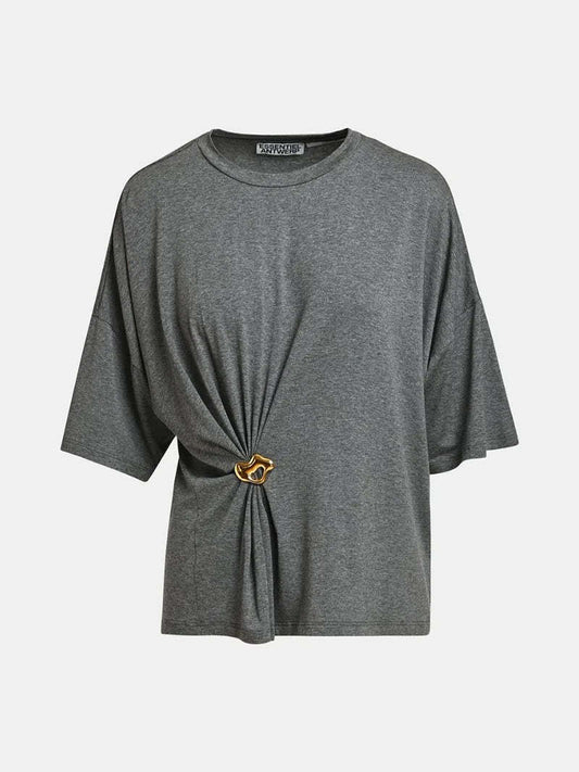 Essentiel Antwerp Kuba T-Shirt With Brooch Steel Pulse - t-shirt available at Hiptique boutique in Woodland Hills California