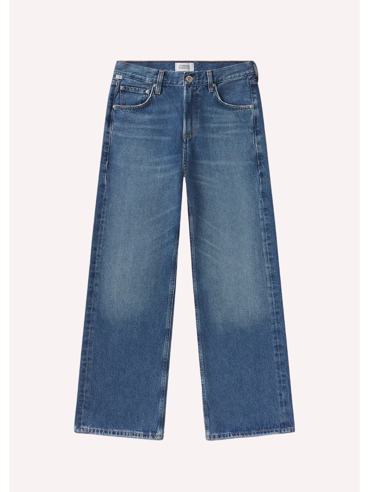 Blue jeans on a gray background
