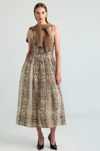 CARA CARA Alba Midi Dress Classic Snake Grey - Dresses available now