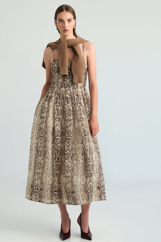CARA CARA Alba Midi Dress Classic Snake Grey - Dresses available now