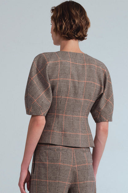 CARA CARA Fletcher Top Odette Plaid Dark Brown/Apricot - Tops available now