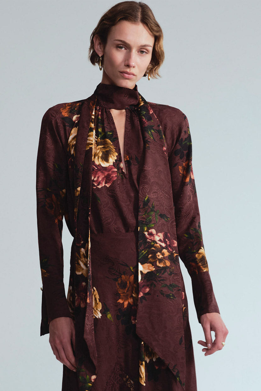 CARA CARA Sundance Blouse Ariana Flora Merlot - Tops available at Hiptique in Woodland Hills
