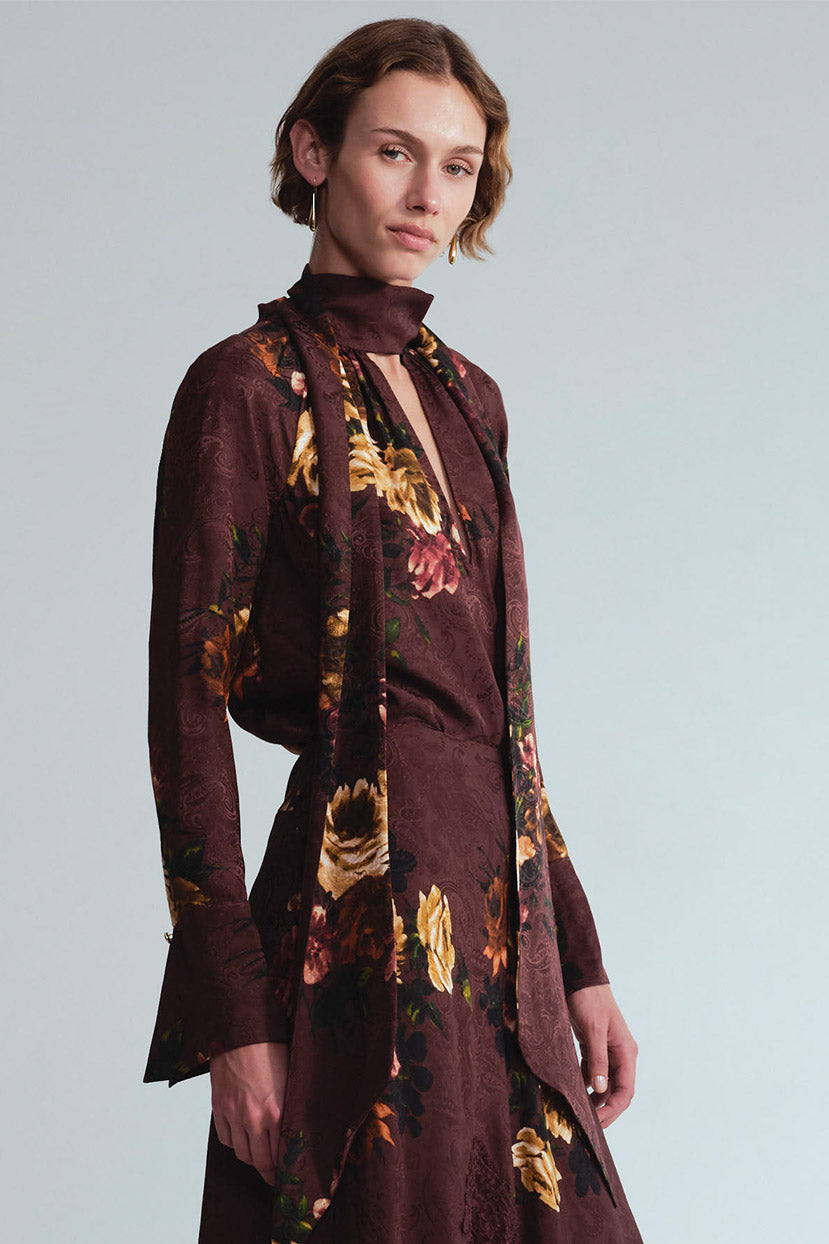 CARA CARA Sundance Blouse Ariana Flora Merlot - Tops available at Hiptique in Woodland Hills