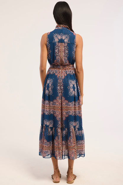 MISA Thebez Dress Sapphire Tapis - dress available at Hiptique boutique in Woodland Hills California