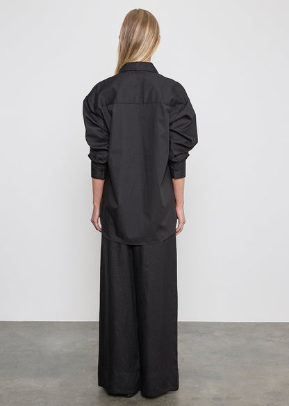 Enza Costa Linen Cropped Summer Pant Black - back view - Hiptique Woodland Hills