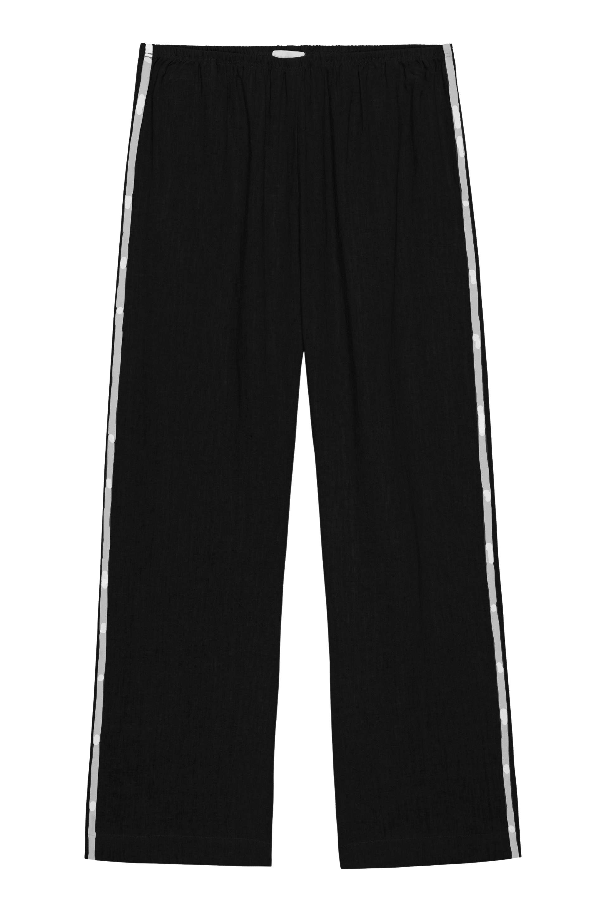 DONNI Linen Crop Stripe Pant Jet - women's pants available at Hiptique boutique in Woodland Hills California