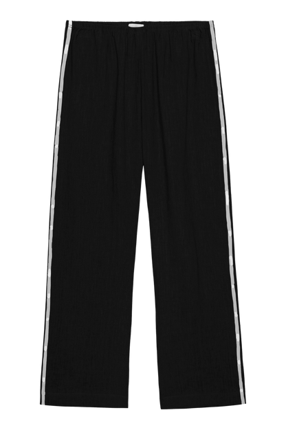 DONNI Linen Crop Stripe Pant Jet - women's pants available at Hiptique boutique in Woodland Hills California