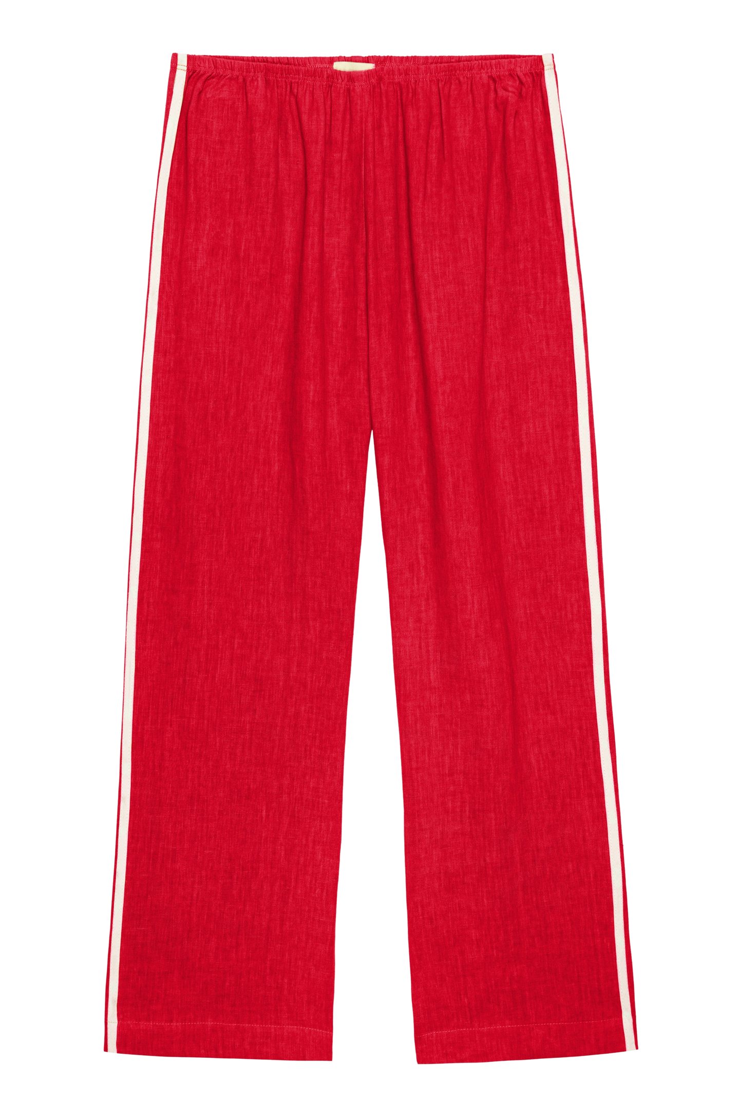 DONNI Linen Crop Stripe Pant Bell Pepper - women's pants available at Hiptique boutique in Woodland Hills California