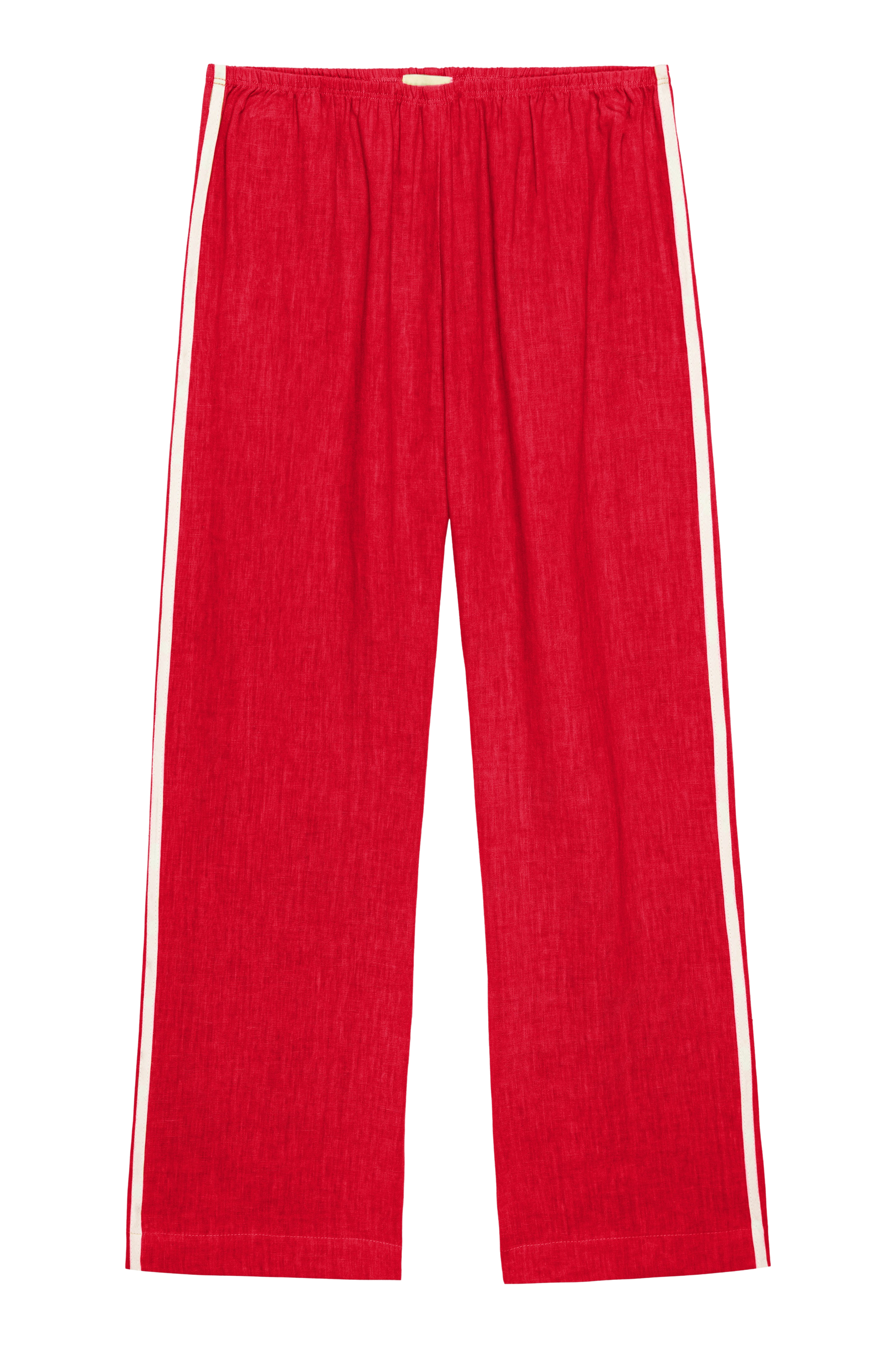 DONNI Linen Crop Stripe Pant Bell Pepper - women's pants available at Hiptique boutique in Woodland Hills California