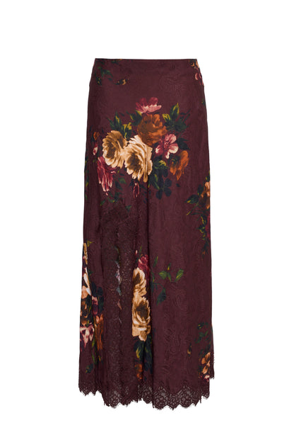 CARA CARA Lou Skirt Ariana Flora Merlot - Skirts available at Hiptique in Woodland Hills