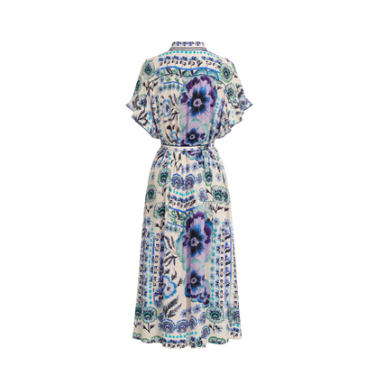 CAROLINA K Lynn Kaftan Antique Floral Blue - Dresses available now