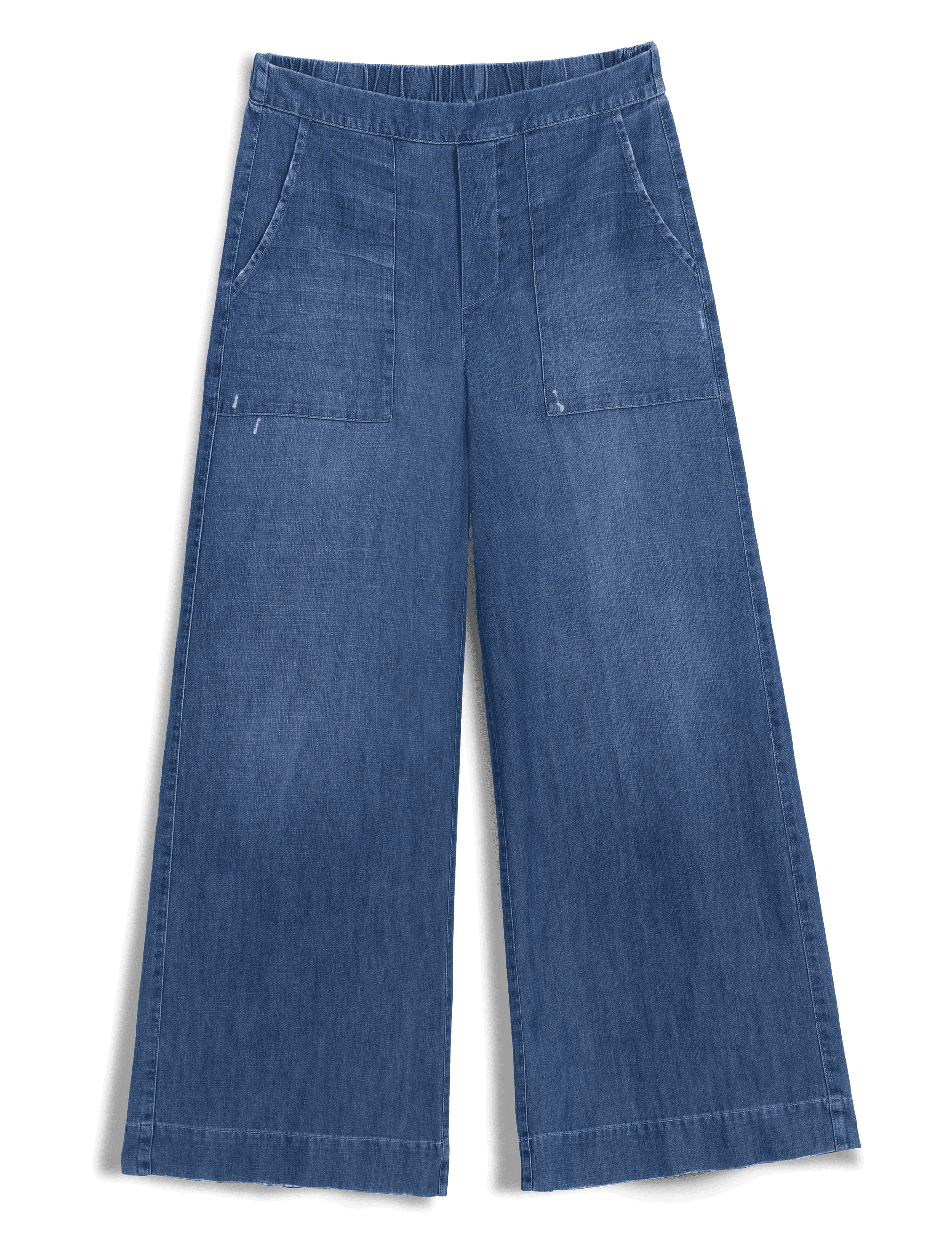 Frank & Eileen Patch Pocket Pull-On Pant Distressed Indigo Washed Denim - pant available at Hiptique boutique in Woodland Hills California