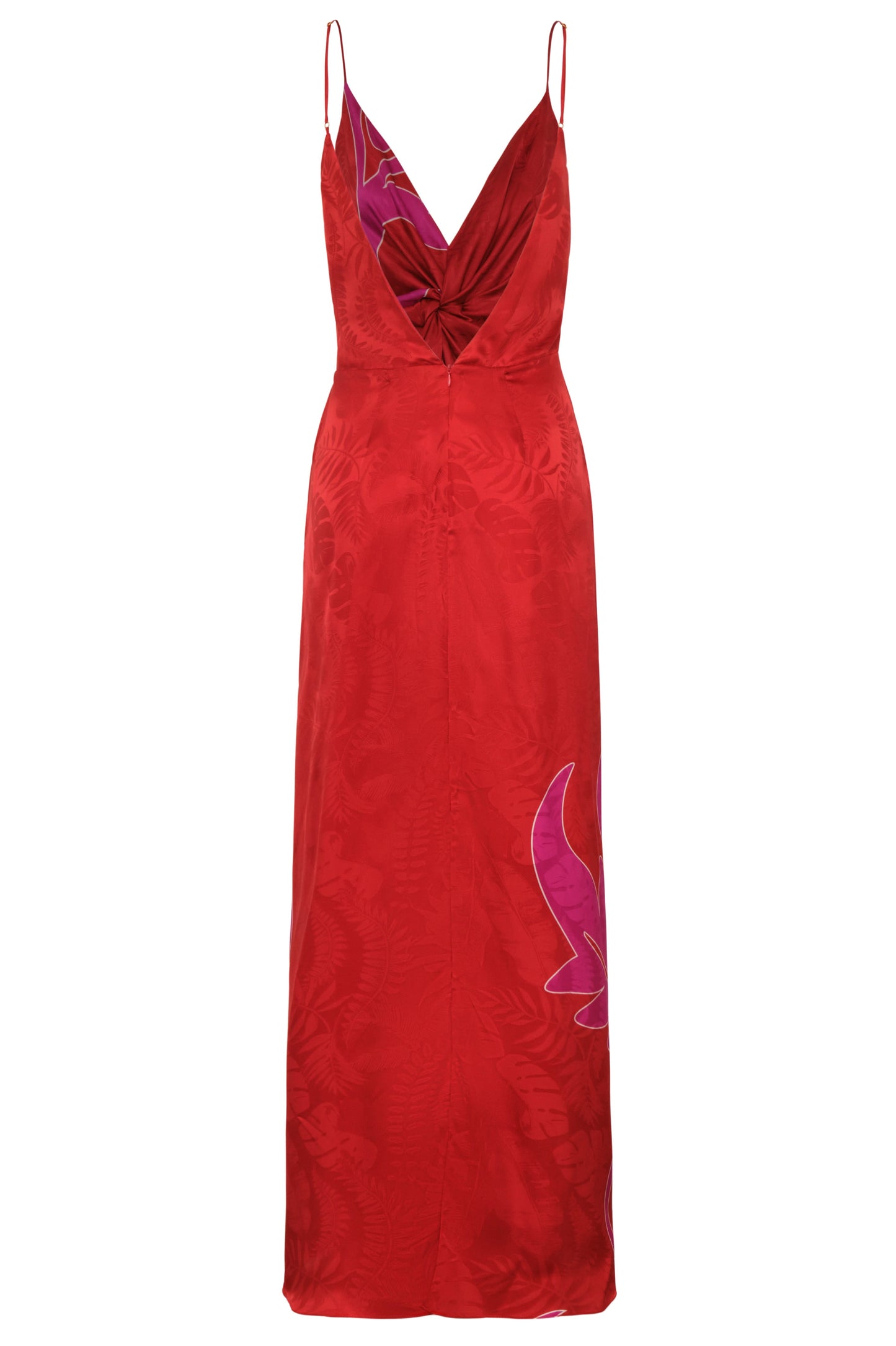 Juan de Dios Macarena Silk Jacquard Midi Dress Red Fuchsia - women's dress available at Hiptique boutique in Woodland Hills California