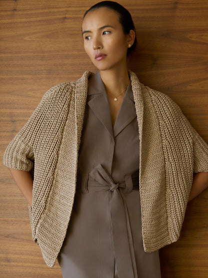 Brochu Walker Fida Handknit Shrug Mocha - women's open-front handknit shrug available at Hiptique boutique in Woodland Hills California
