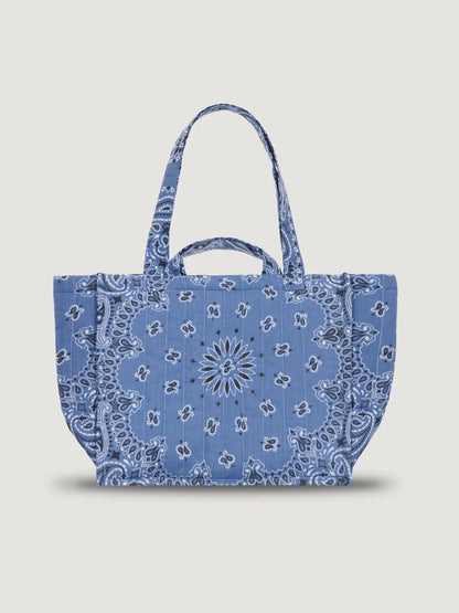 Call It By Your Name Moyen Tote Happy Face Chambray - detail view - handmade cotton tote bag at Hiptique Woodland Hills