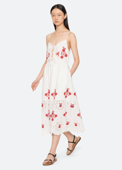 Sea NY Catharina Slip Dress Cream - walking view available at Hiptique boutique in Woodland Hills California