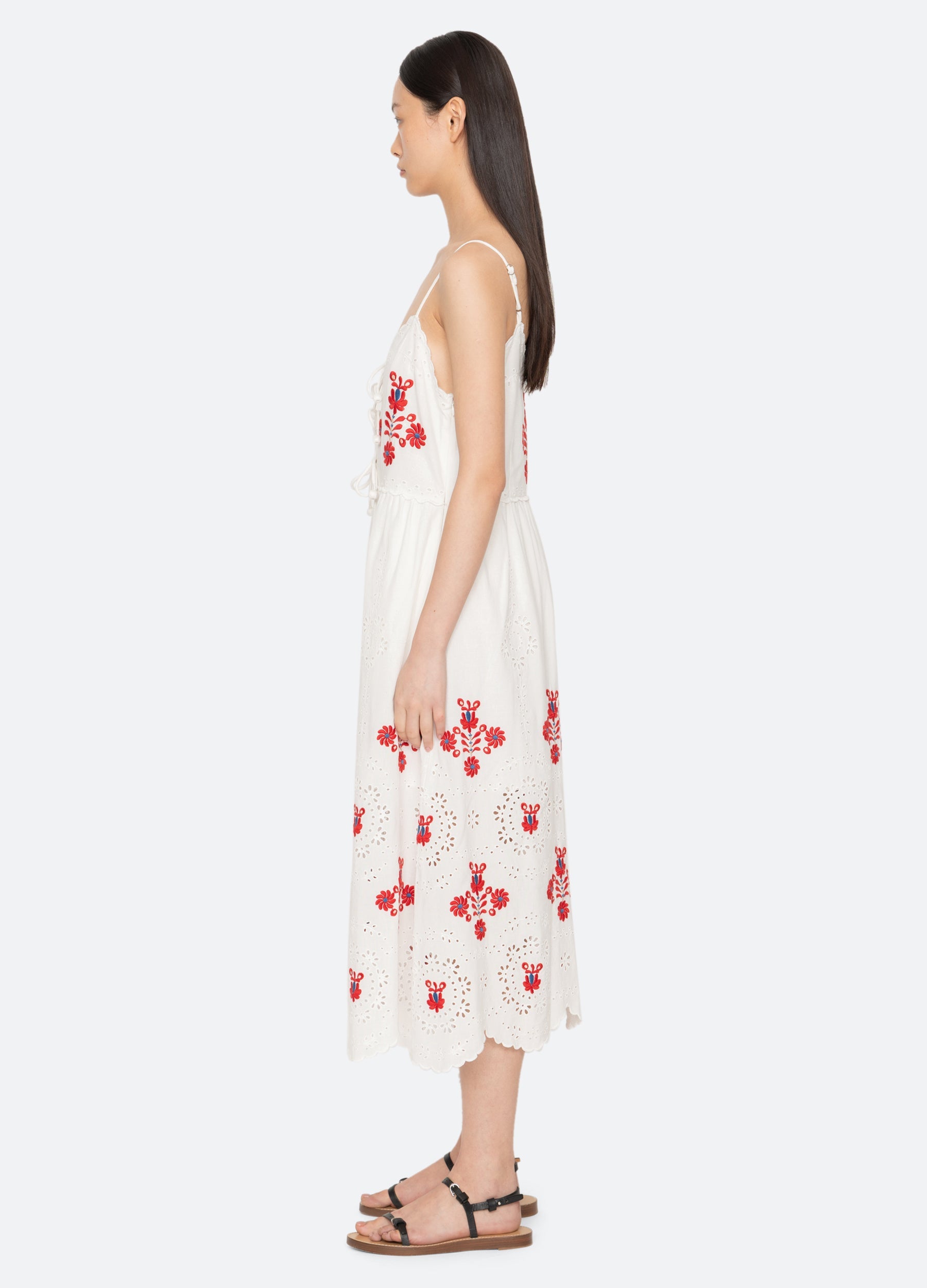 Sea NY Catharina Slip Dress Cream - side view available at Hiptique boutique in Woodland Hills California