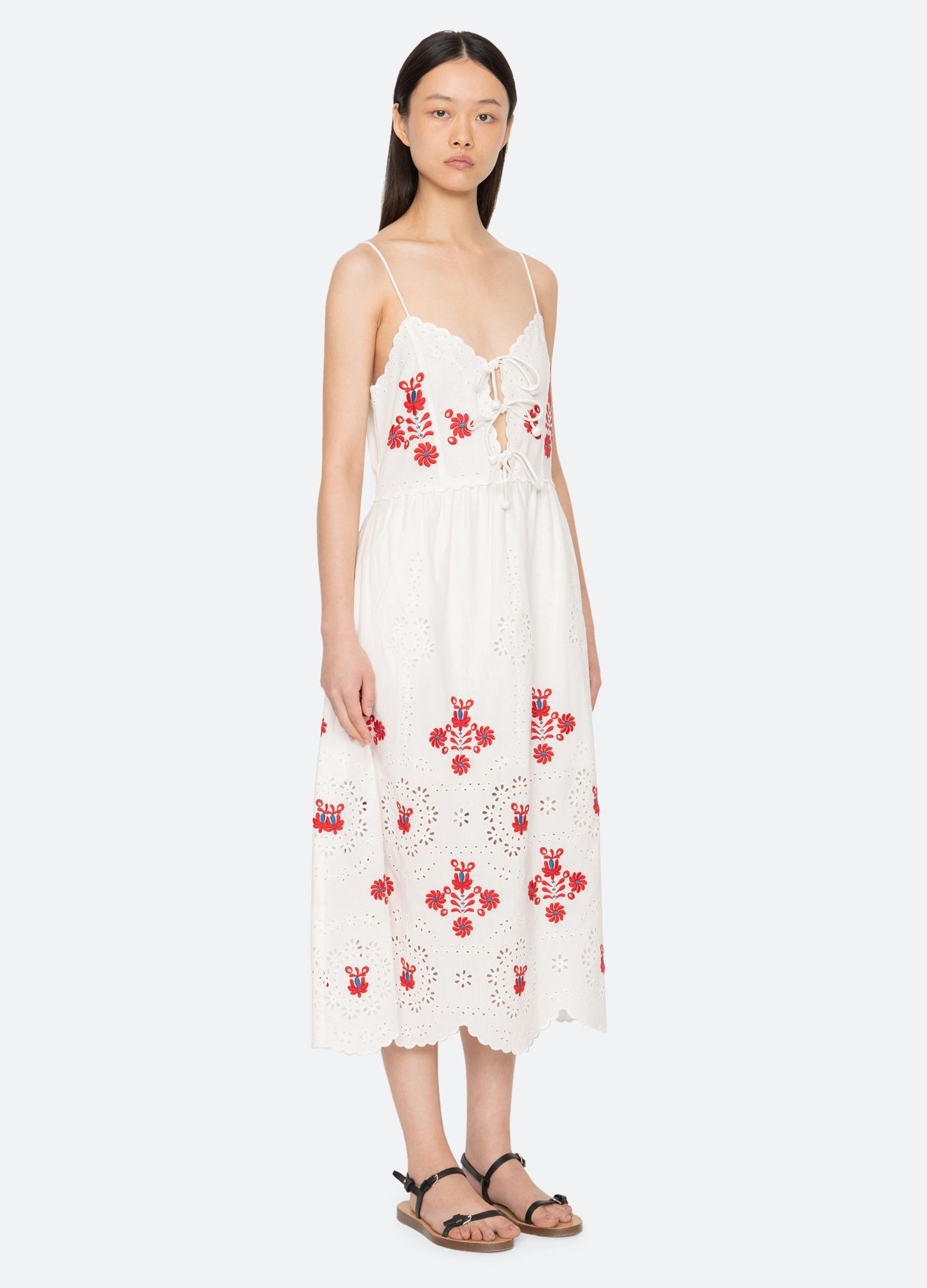 Sea NY Catharina Slip Dress Cream - three quarter view available at Hiptique boutique in Woodland Hills California