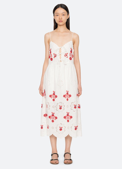 Sea NY Catharina Slip Dress Cream - front view available at Hiptique boutique in Woodland Hills California