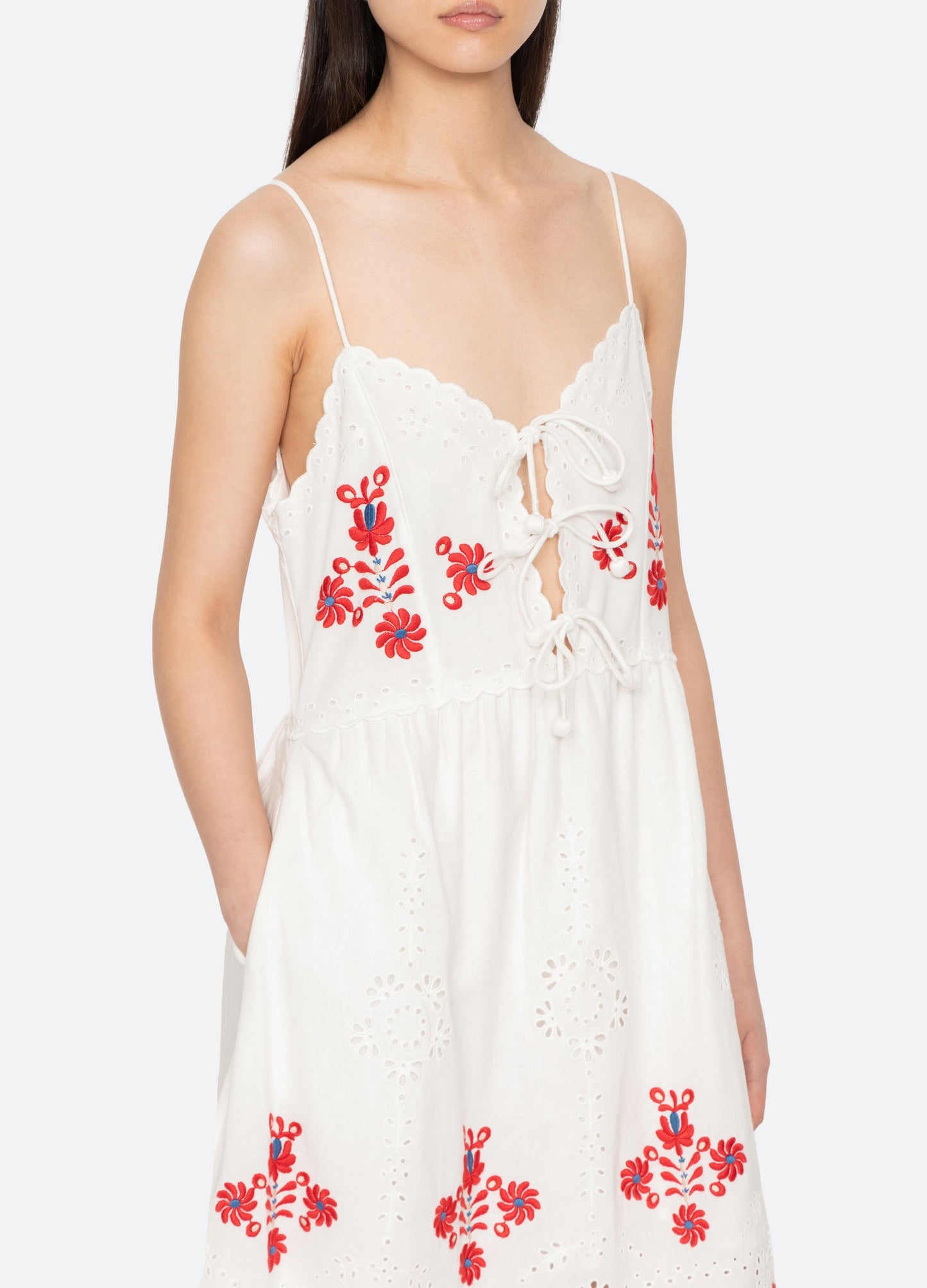 Sea NY Catharina Slip Dress Cream - detail view available at Hiptique boutique in Woodland Hills California