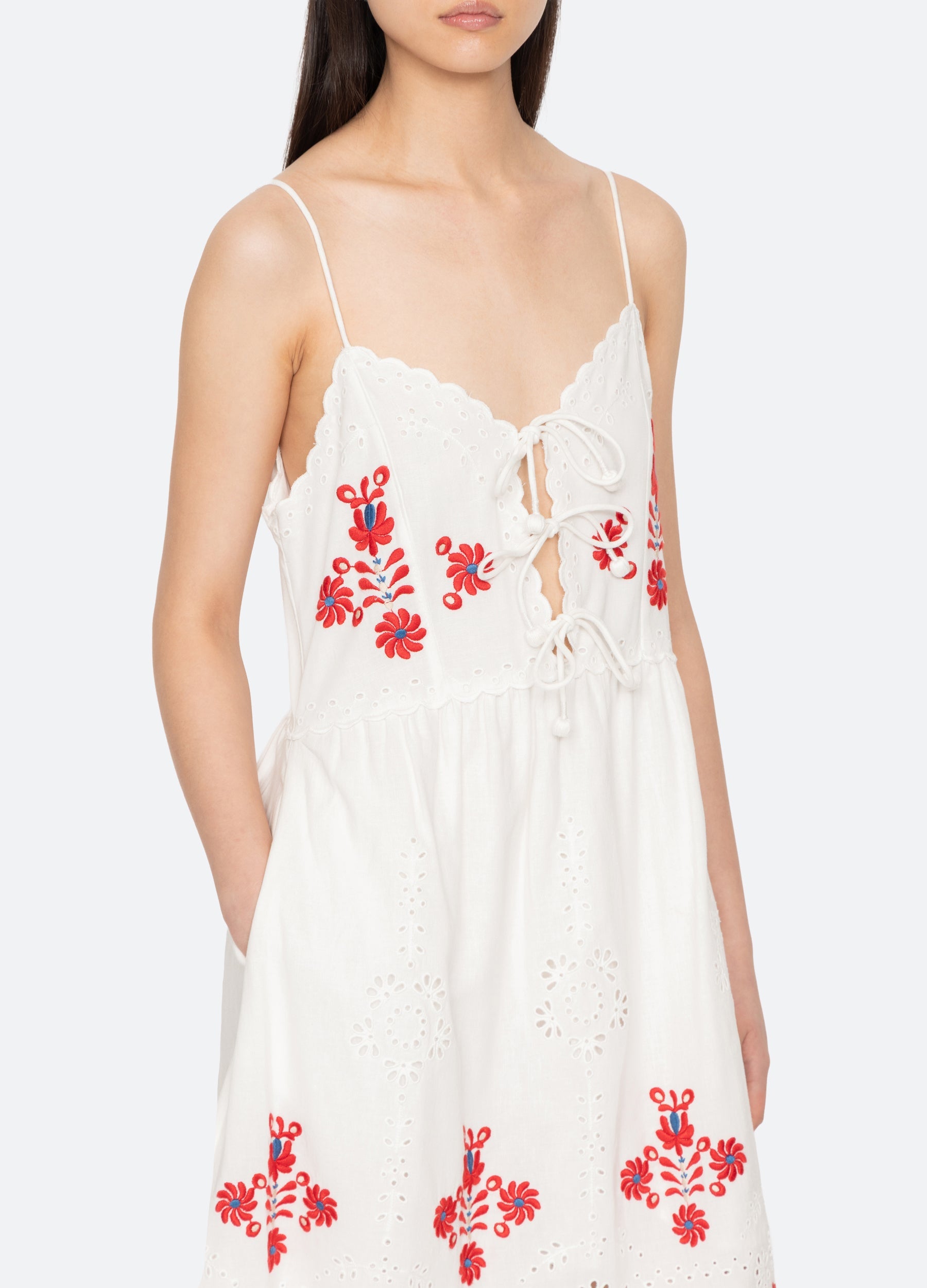 Sea NY Catharina Slip Dress Cream - detail view available at Hiptique boutique in Woodland Hills California