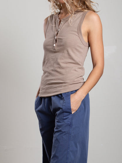 Pharaoh Collection Kiera Tank Supima Slub Foundation - women's henley tank available at Hiptique boutique in Woodland Hills California