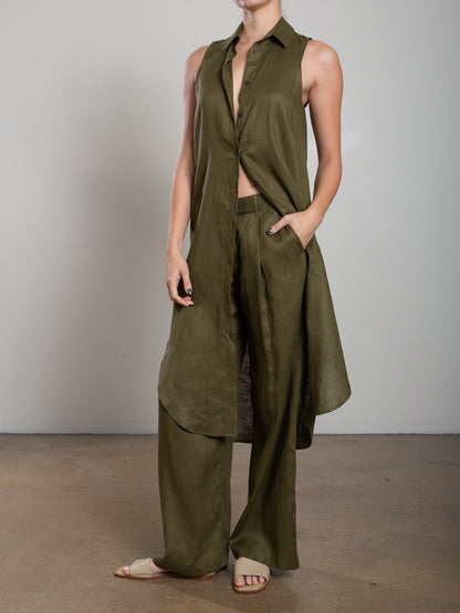 Pharaoh Collection Liz Dress French Linen Surplus - women's linen dress available at Hiptique boutique in Woodland Hills California