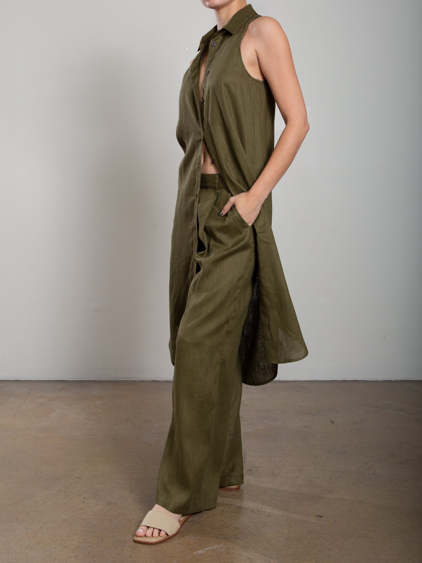 Pharaoh Collection Liz Dress French Linen Surplus - women's linen dress available at Hiptique boutique in Woodland Hills California