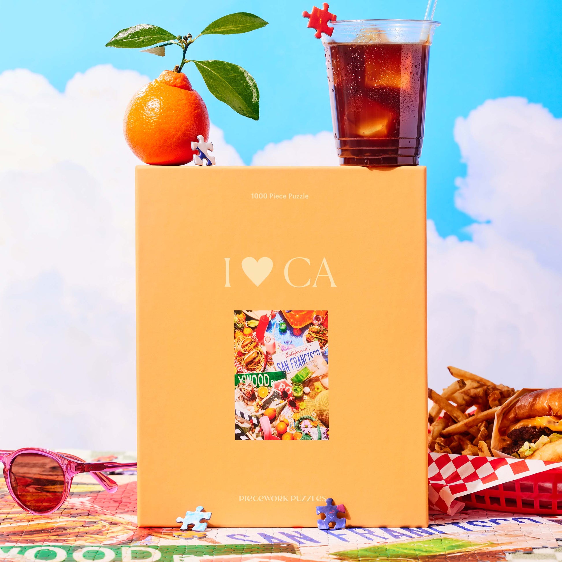 Piece Work Puzzles I Heart CA California 1000-piece jigsaw puzzle available at Hiptique boutique in Woodland Hills California