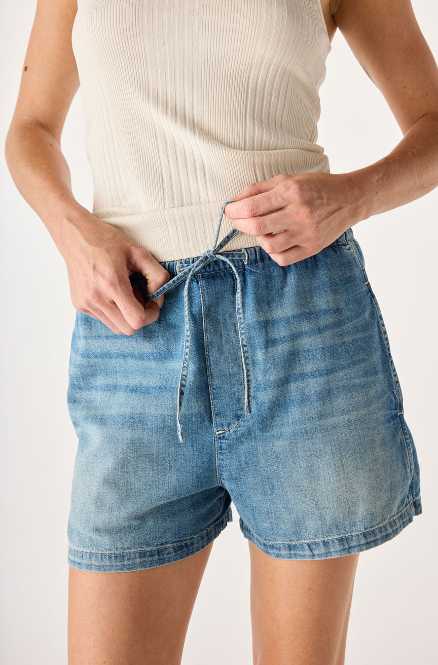AMO Denim Simone Short Swell - short available at Hiptique boutique in Woodland Hills California