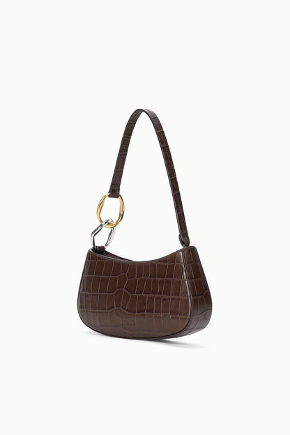 STAUD Ollie Bag Espresso Croco - Handbags available at Hiptique in Woodland Hills