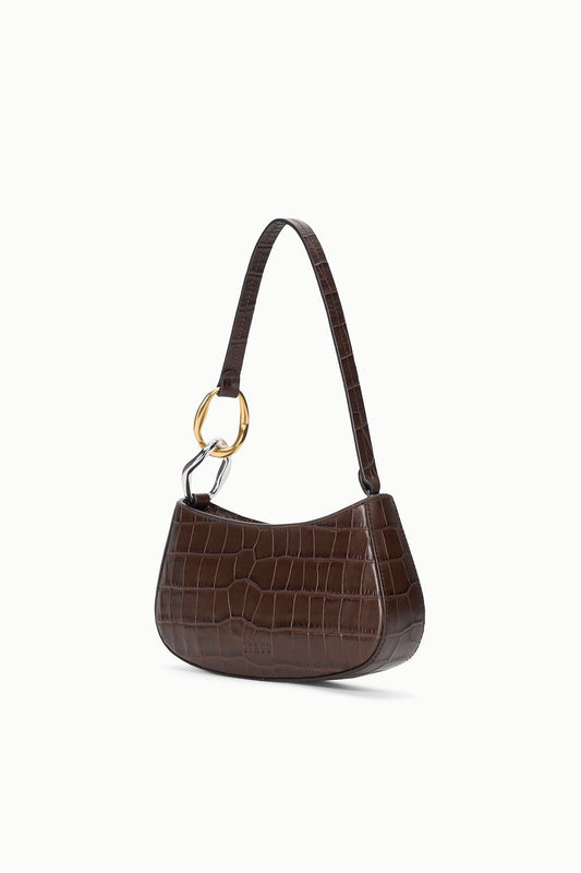 STAUD Ollie Bag Espresso Croco - Handbags available at Hiptique in Woodland Hills