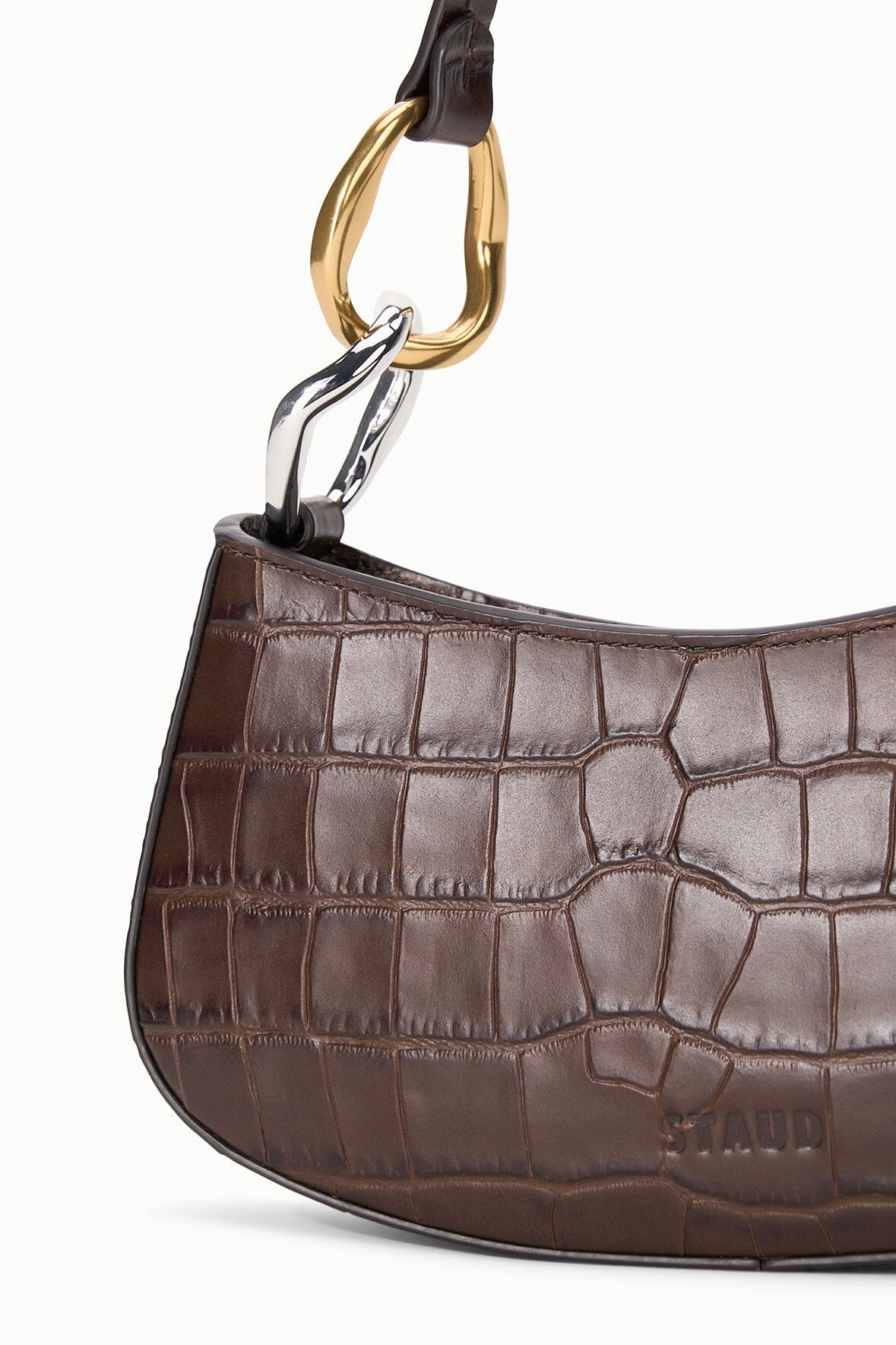 STAUD Ollie Bag Espresso Croco - Handbags available at Hiptique in Woodland Hills