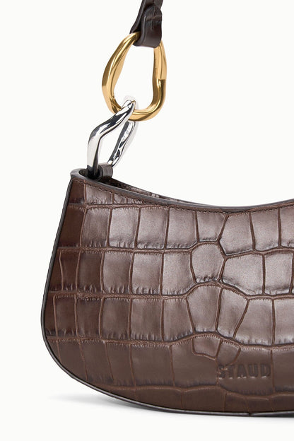 STAUD Ollie Bag Espresso Croco - Handbags available at Hiptique in Woodland Hills