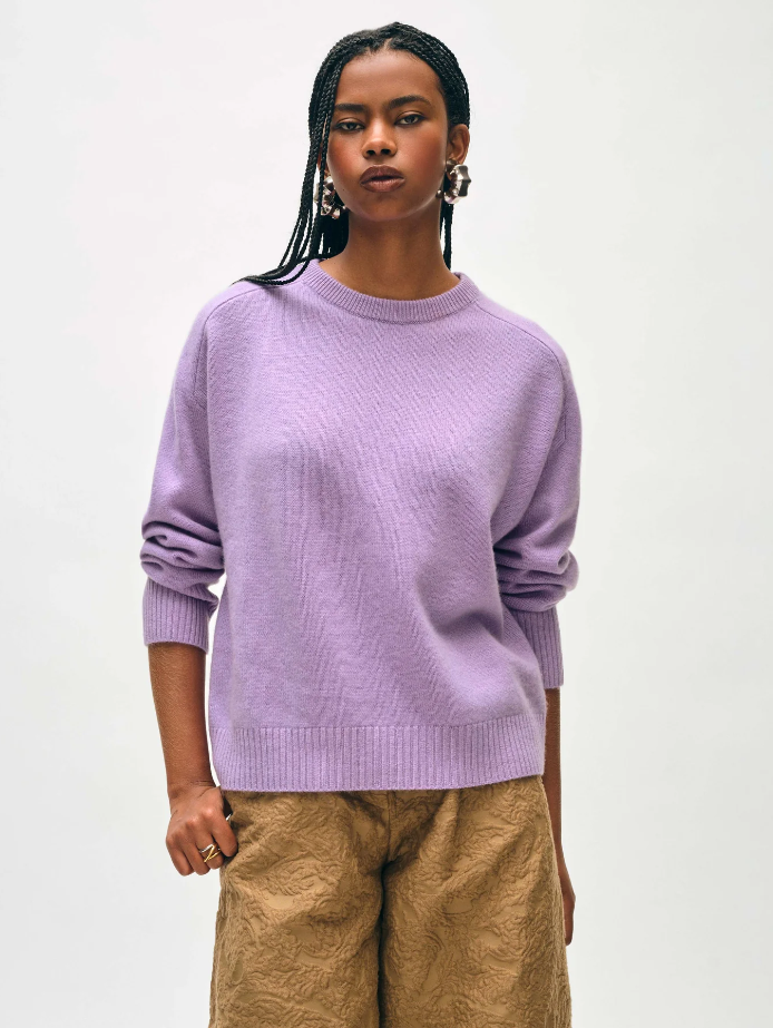 CASHMERE SADDLE SLEEVE CREWNECK