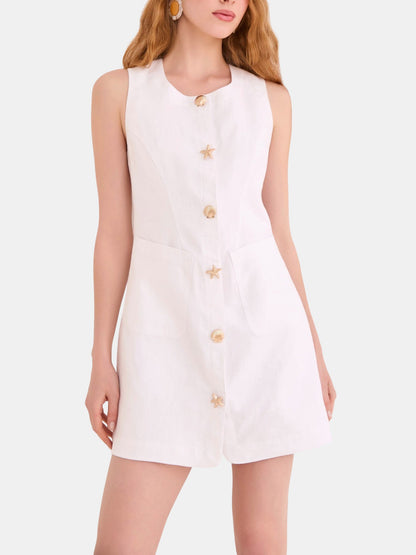 Cara Cara Rhapsody Dress - White sleeveless A-line mini dress front view