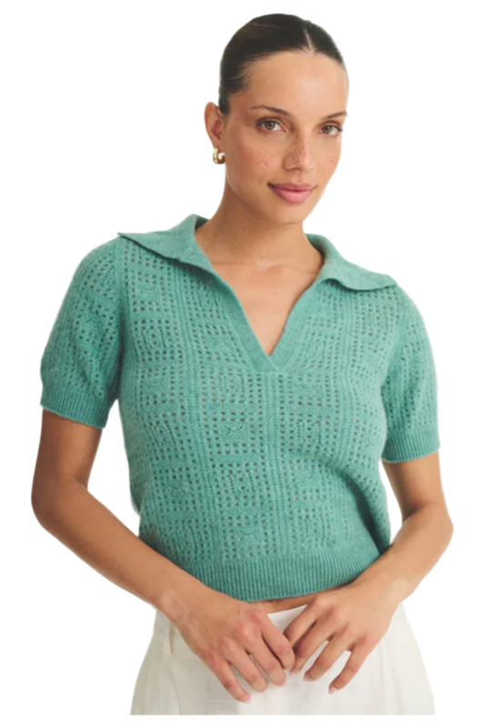 CROCHET SHORT SLEEVE POLO