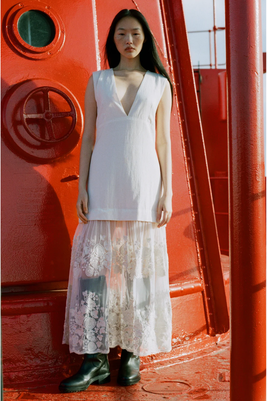 ARIELLE LACE VNECK MIDI DRESS