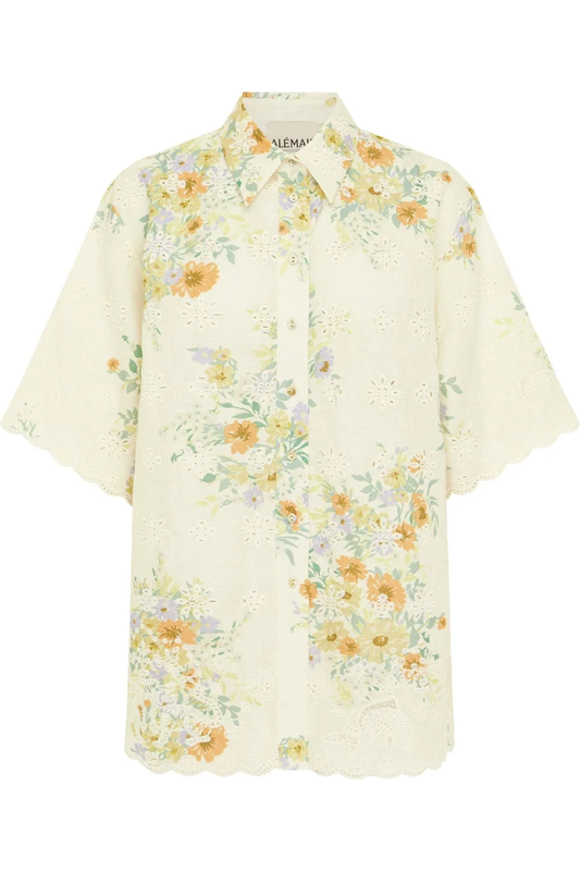Floral patterned shirt on a white background