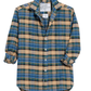 Plaid shirt with brand label on a white background