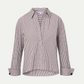Striped shirt with rolled-up sleeves on a light gray background