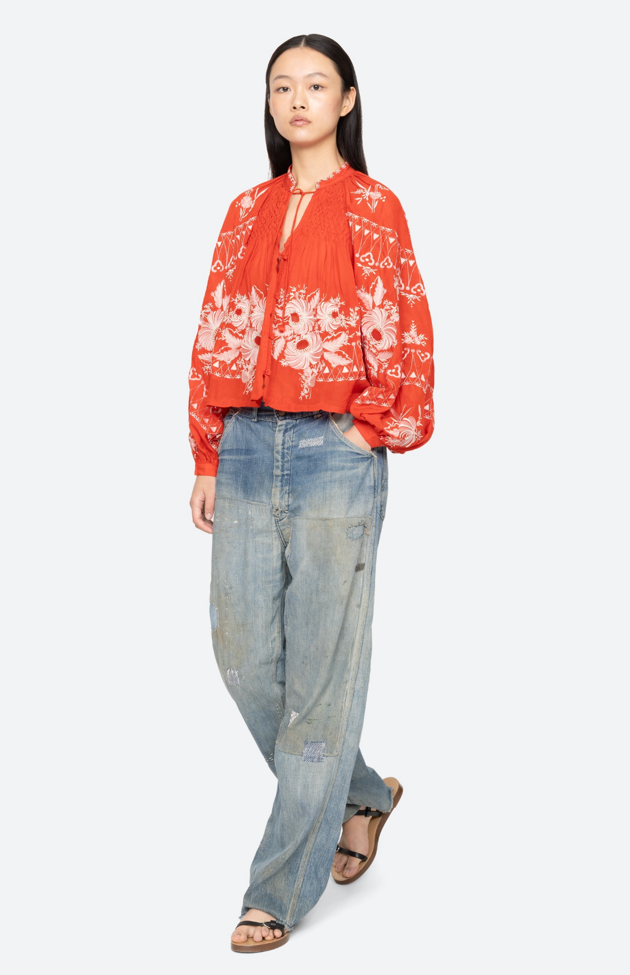 Sea New York Serafina Embroidery Blouse - floral embroidered blouse back view